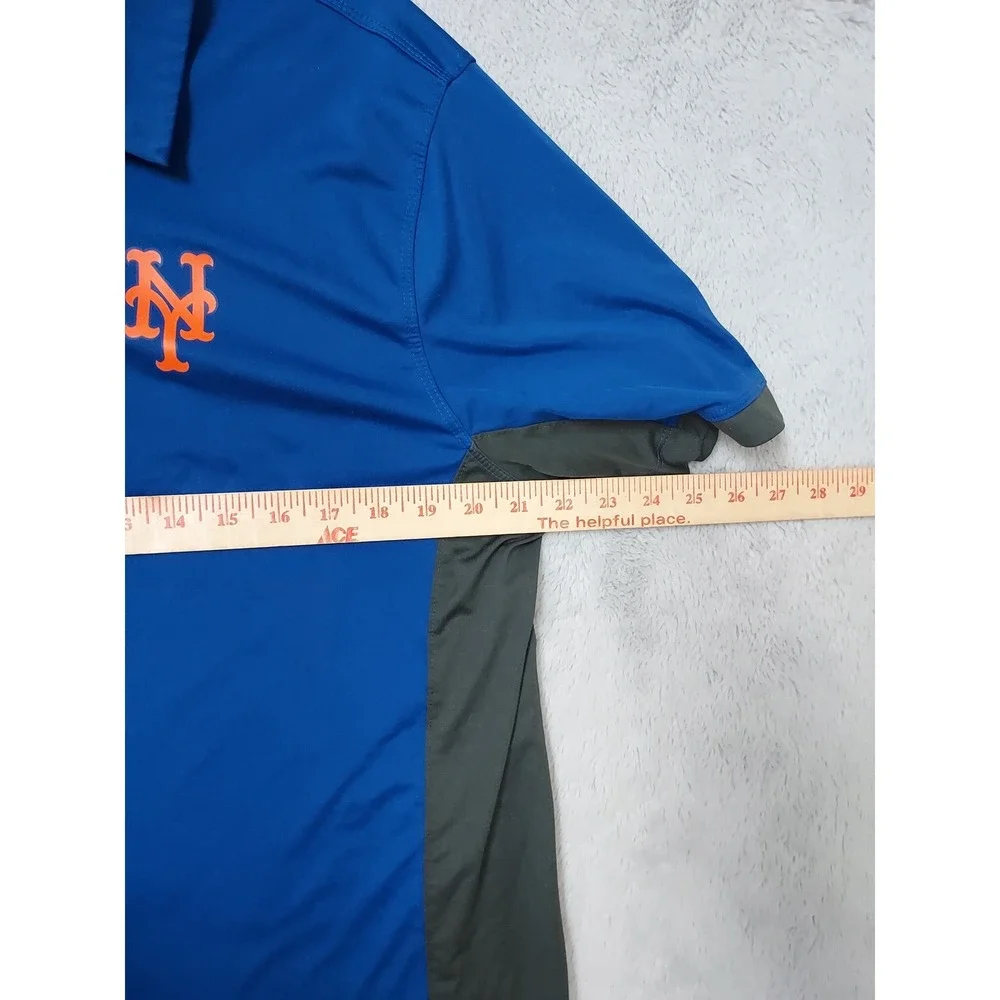 New York Mets Polo Shirt Mens Large Nike MLB Dri Fit Blue Performance Jersey L